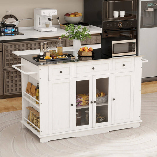 Extra Large Mobile Kitchen Cart with Storage Drawer - Pexav
