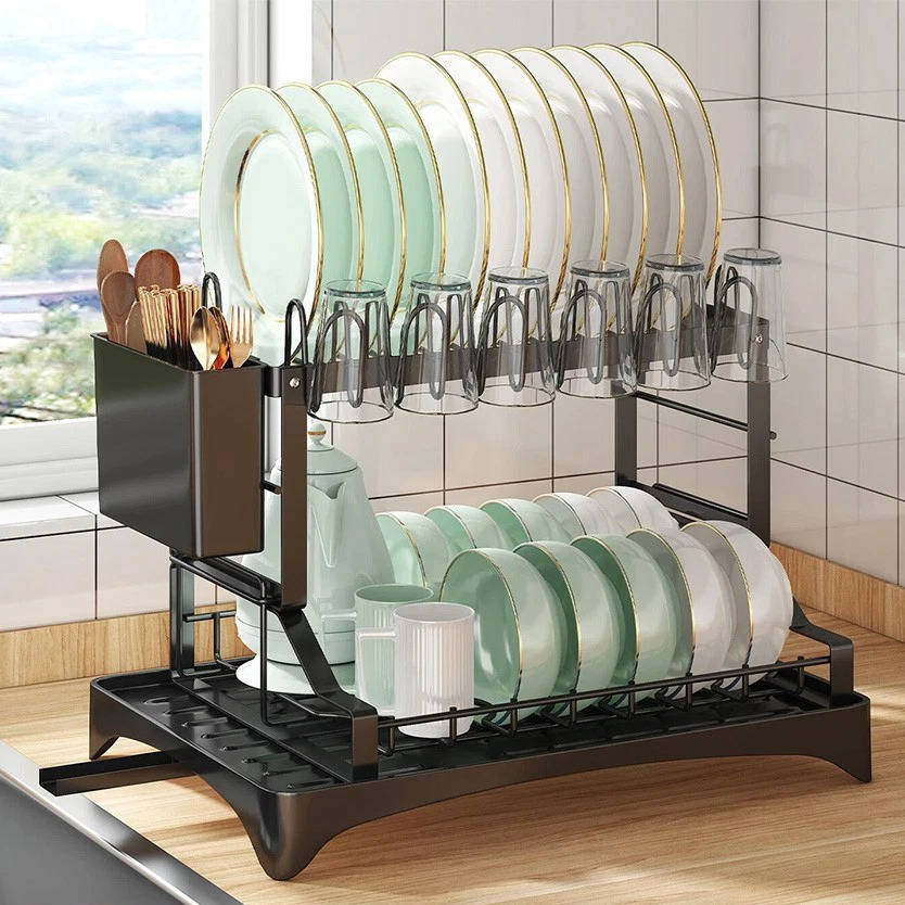Space Saving 2 Tier Kitchen Dish Rack - Pexav