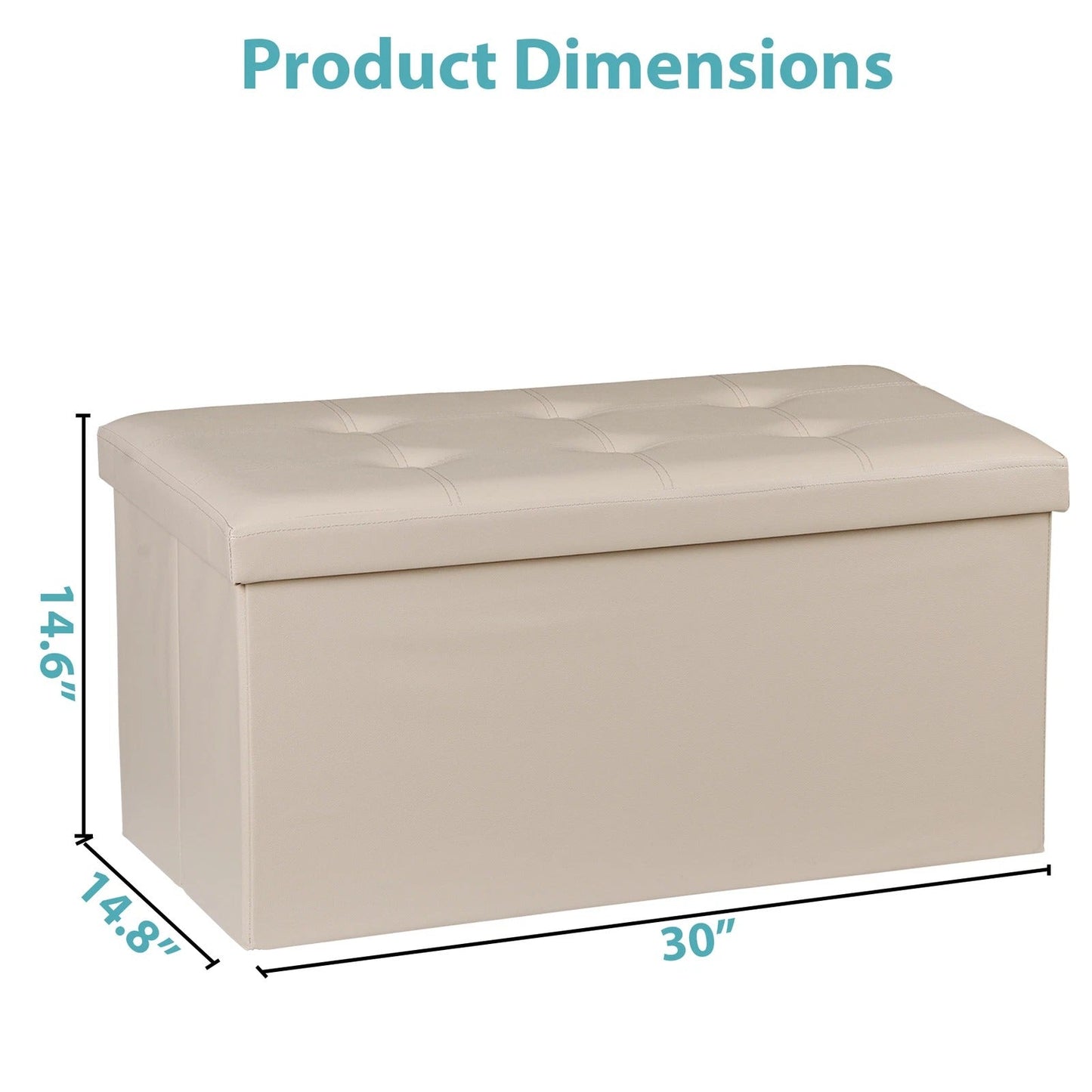 Compact Cream Collapsible Storage Ottoman Footrest