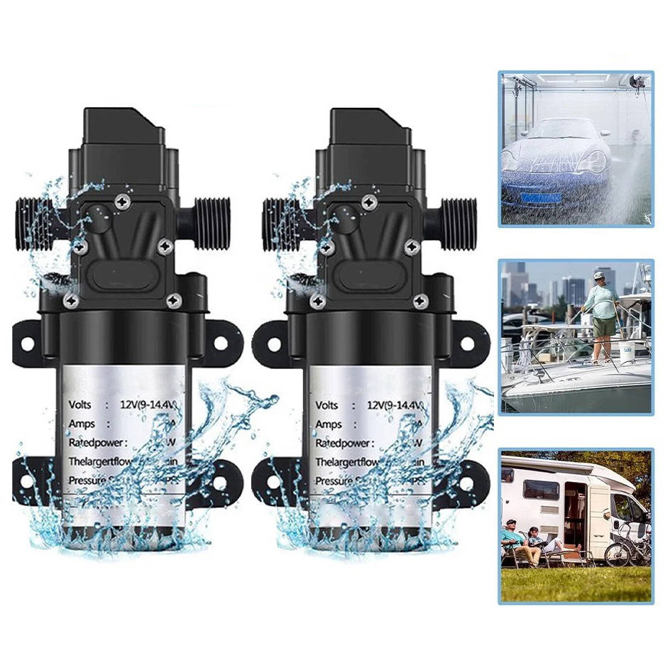 Compact Dual 12V RV Water Pump 130PSI Marine Sprayer Kit - Pexav