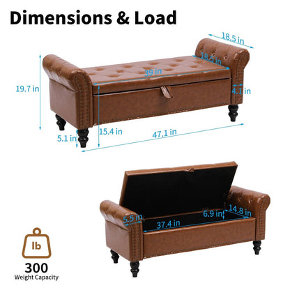 Stylish Bedroom Storage Footrest Bench