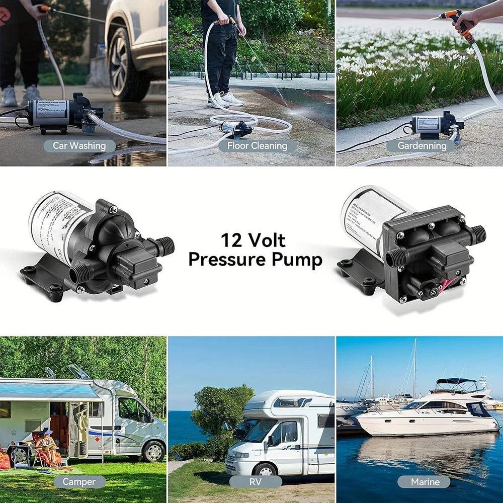 Compact Dual 12V RV Water Pump 130PSI Marine Sprayer Kit