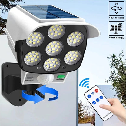 2 Pack Solar Powered Outdoor Motion Lights 77 LED Spotlights