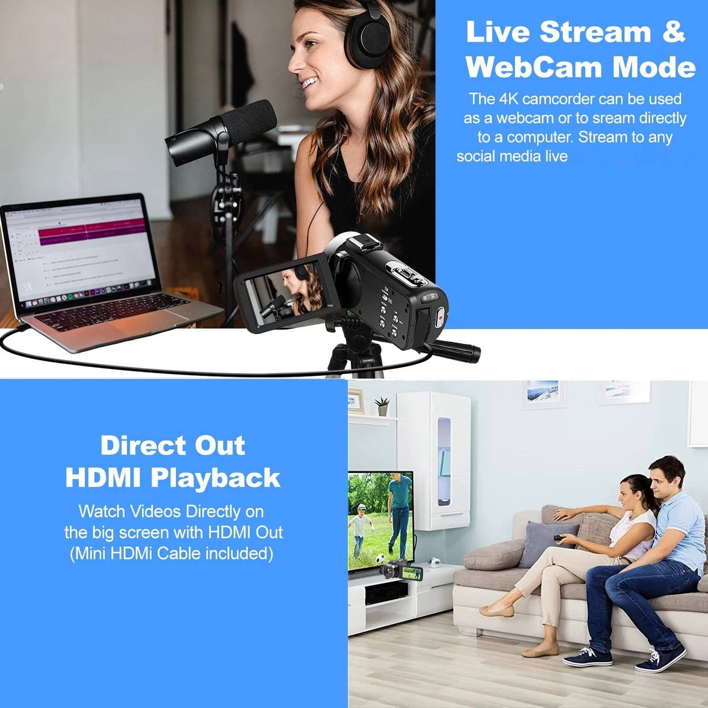 Ultra HD WiFi Video Camera for YouTube Vlogging 48MP