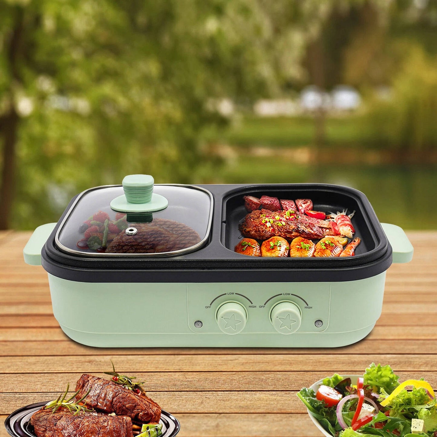 Portable Electric Cooker with Grill Top