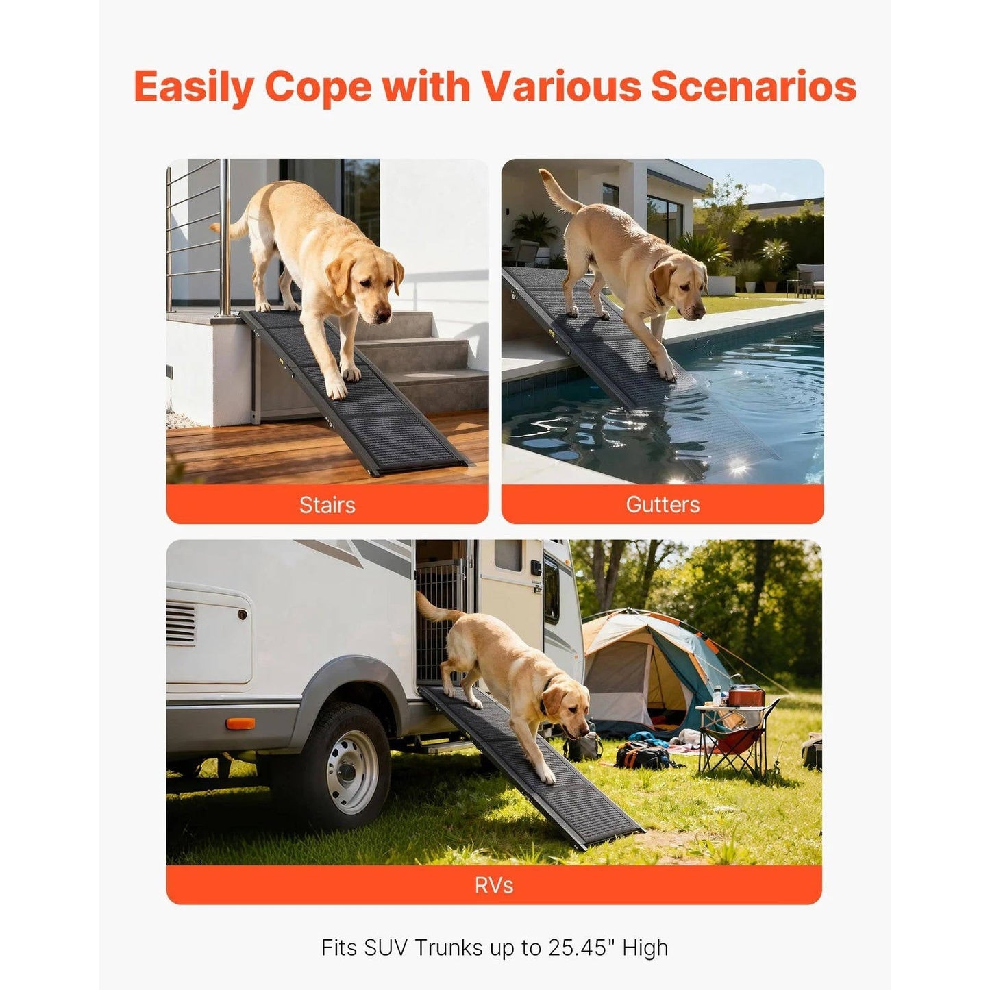 Portable Pet Car Steps, Heavy Duty Non Slip Ramp