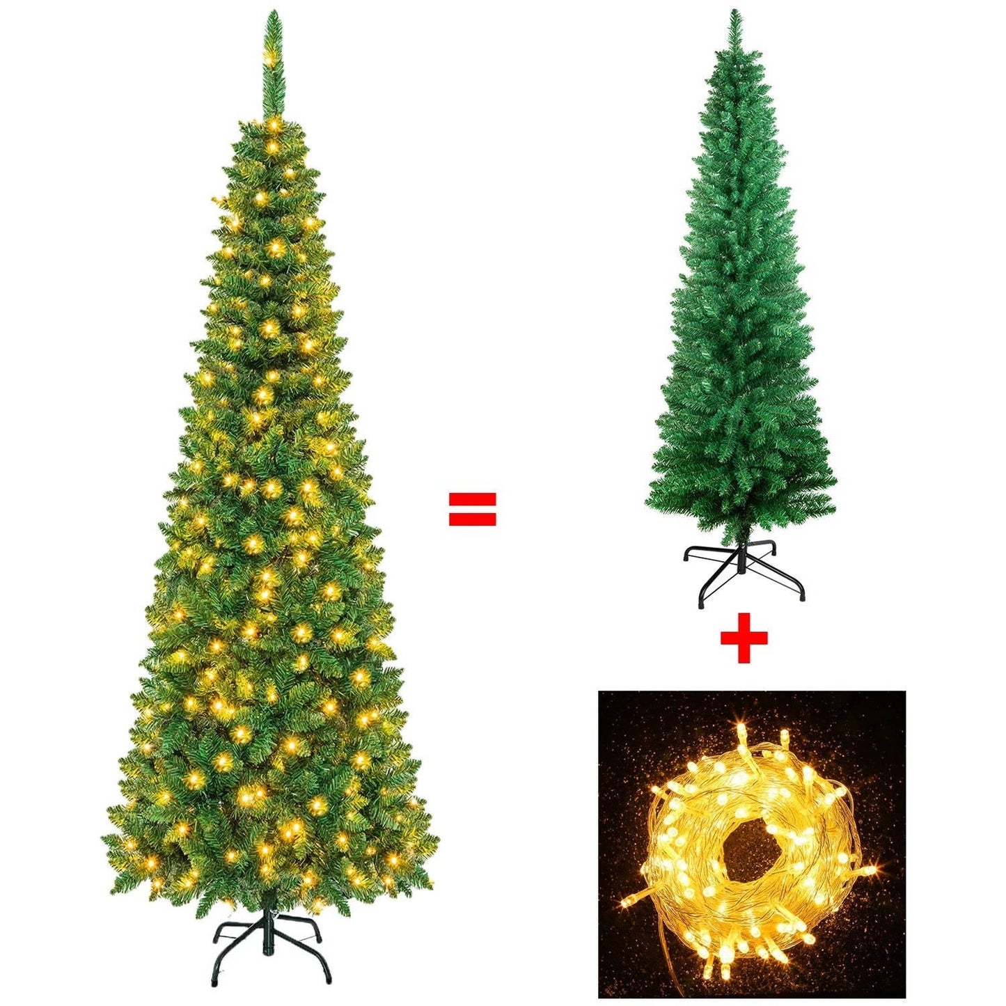Tall Pre-Lit Christmas Tree with LED Lights