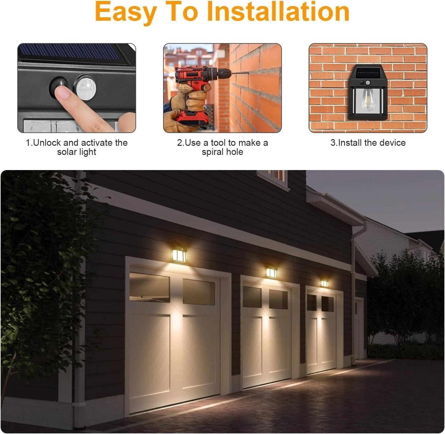 Bright Outdoor Solar Powered Garden Wall Light