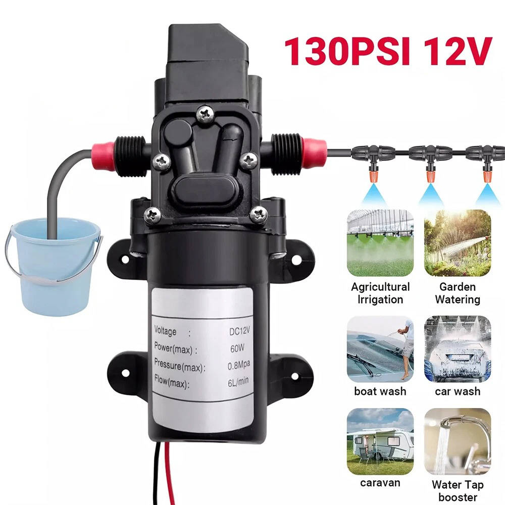 Compact Dual 12V RV Water Pump 130PSI Marine Sprayer Kit