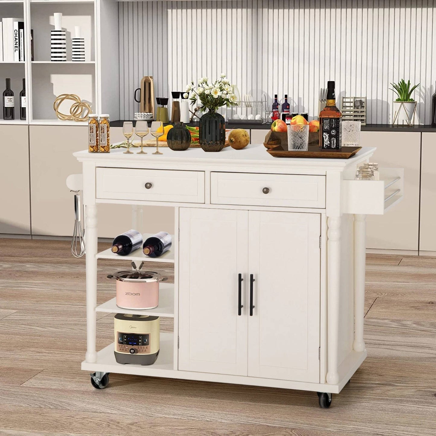 Portable Kitchen Cart with Wheels and Extra Storage - Pexav