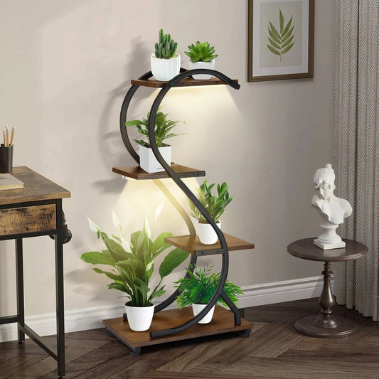 Space Saving Plant Shelves with Built in Lights - Pexav