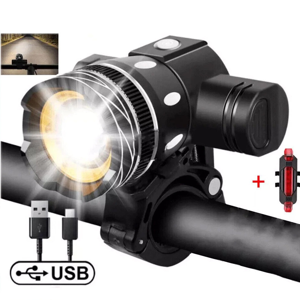 Bright Rechargeable Bike Lights Front and Rear Set - Pexav