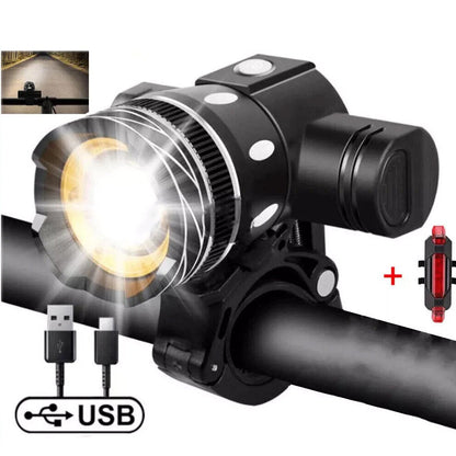 Bright Rechargeable Bike Lights Front and Rear Set - Pexav