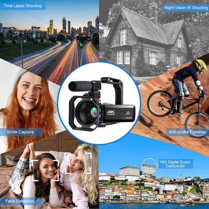 Ultra HD WiFi Video Camera for YouTube Vlogging 48MP