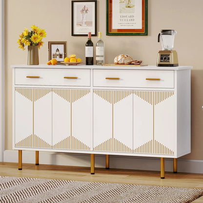 White Kitchen Storage Cabinet with 2 Drawers - Pexav