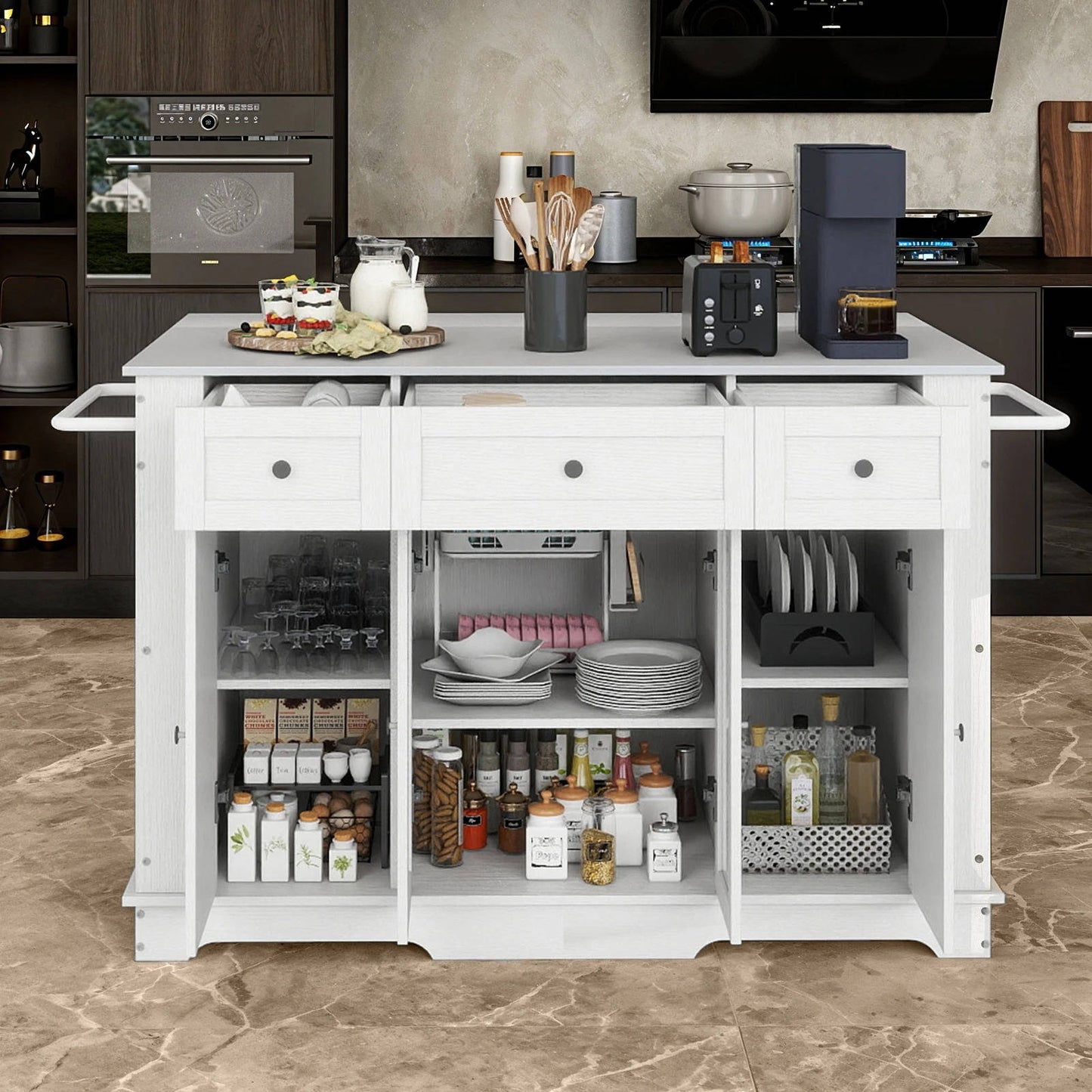 Extra Large Mobile Kitchen Cart with Storage Drawer