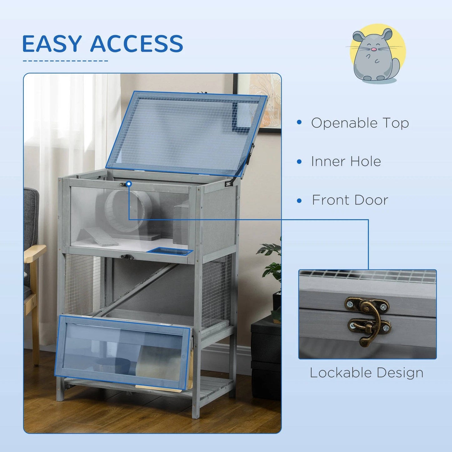 Spacious Pet Hamster Habitat With Wheel And Toys