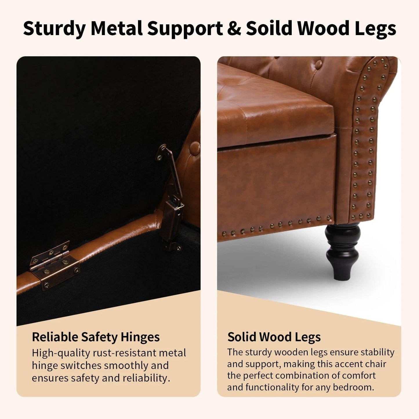Stylish Bedroom Storage Footrest Bench
