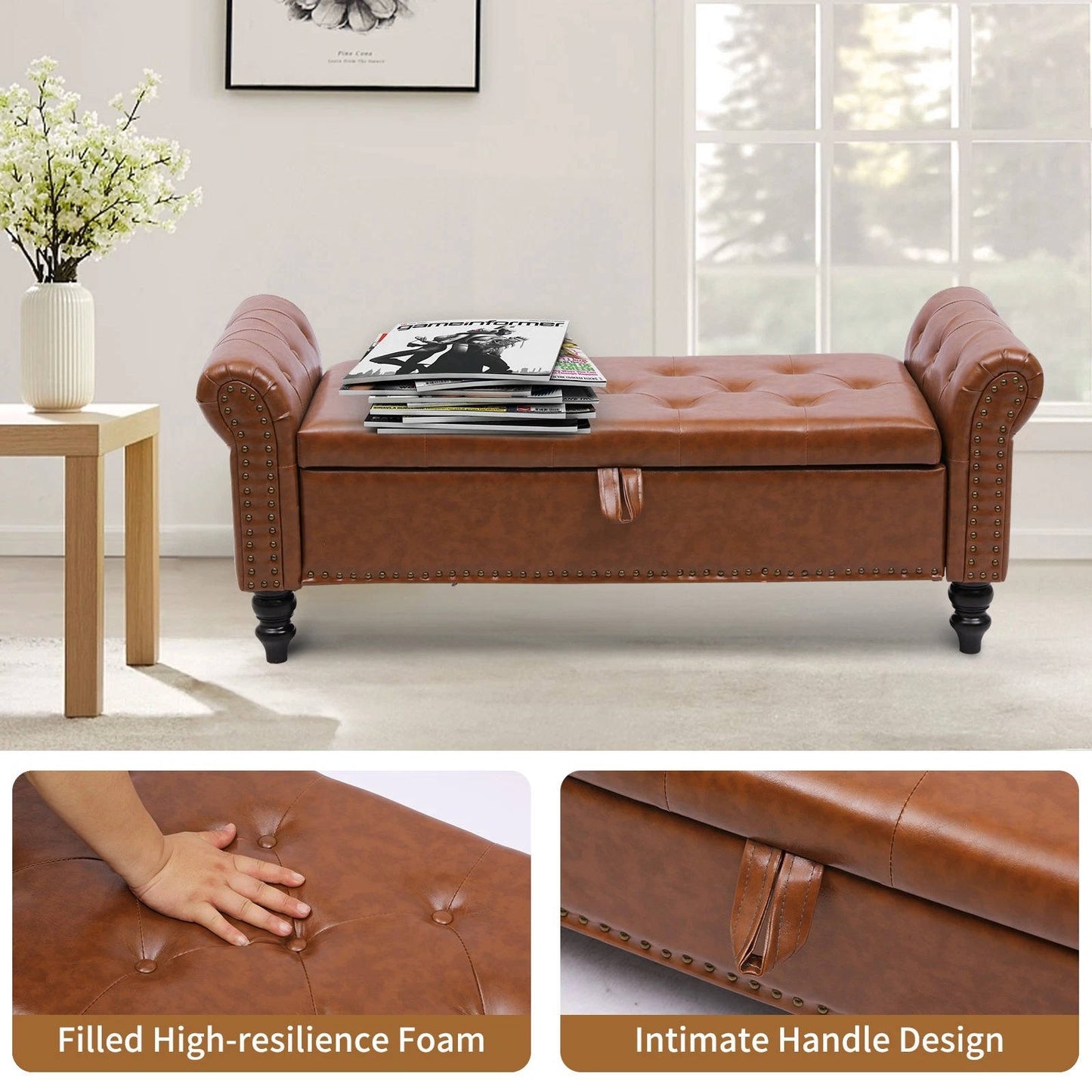Stylish Bedroom Storage Footrest Bench