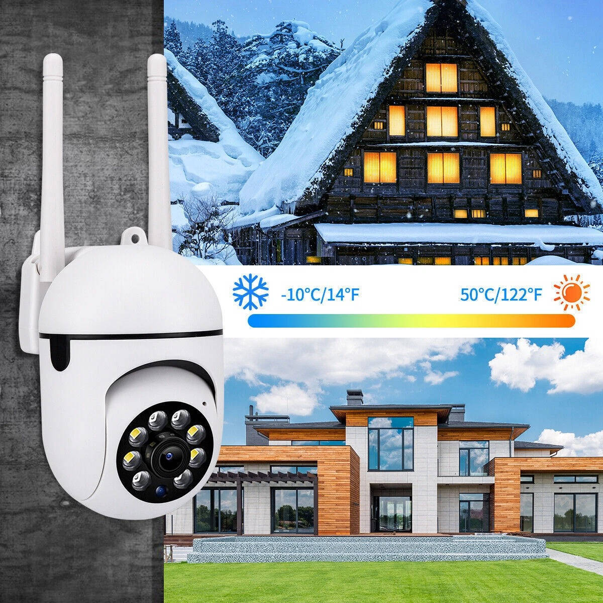 2 Pack WiFi Outdoor Security Cameras, 1080P HD, Night Vision