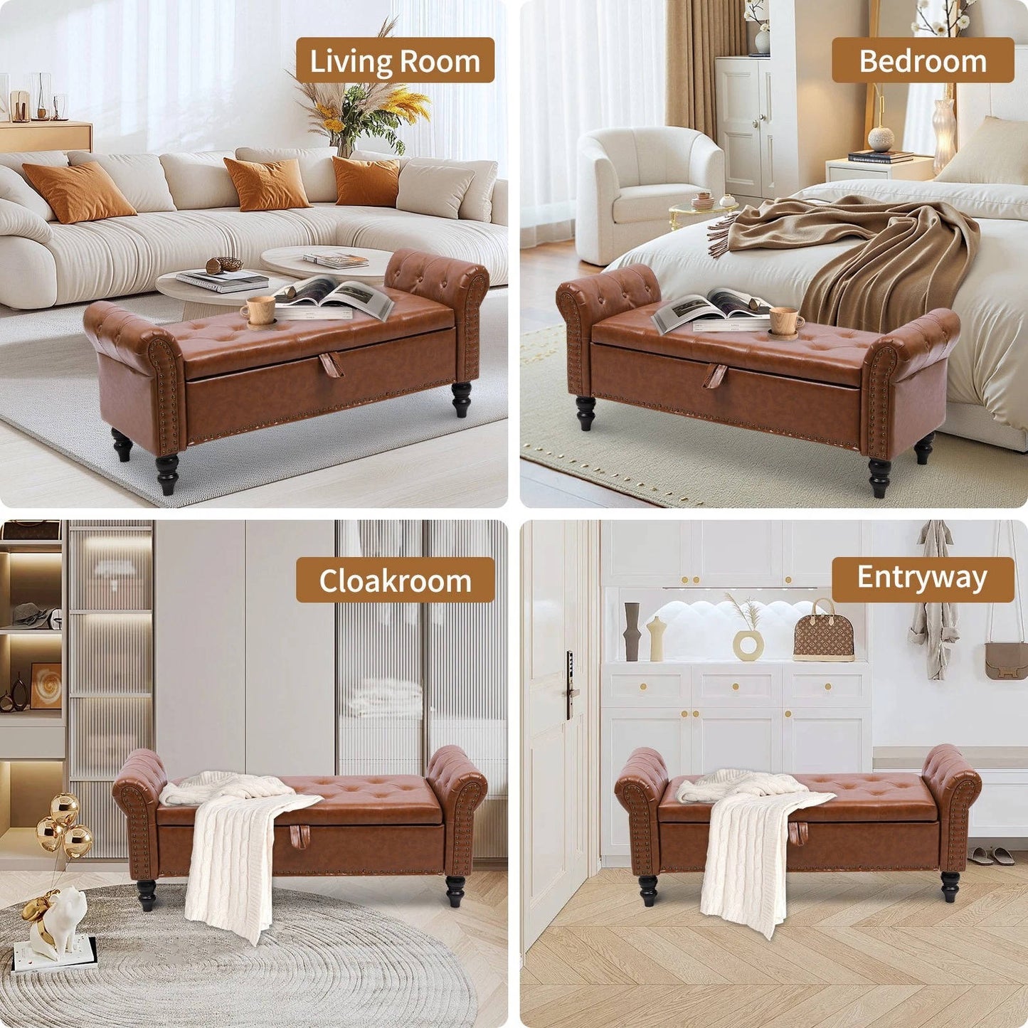 Stylish Bedroom Storage Footrest Bench