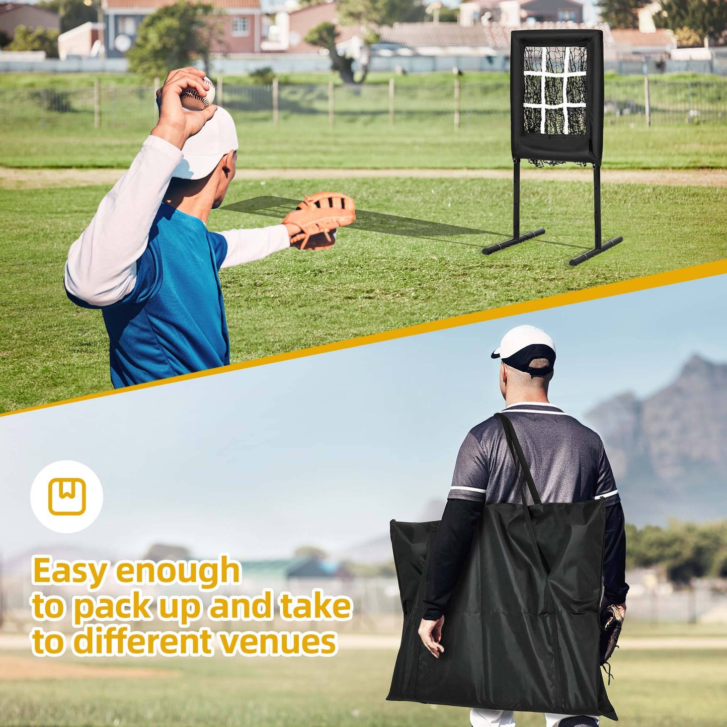 Compact Baseball Pitching Target Net With Strike Zone