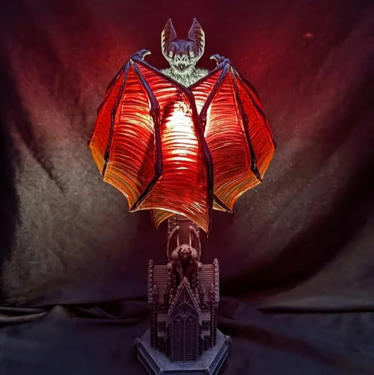Dark Red Winged Table Lamp - Pexav