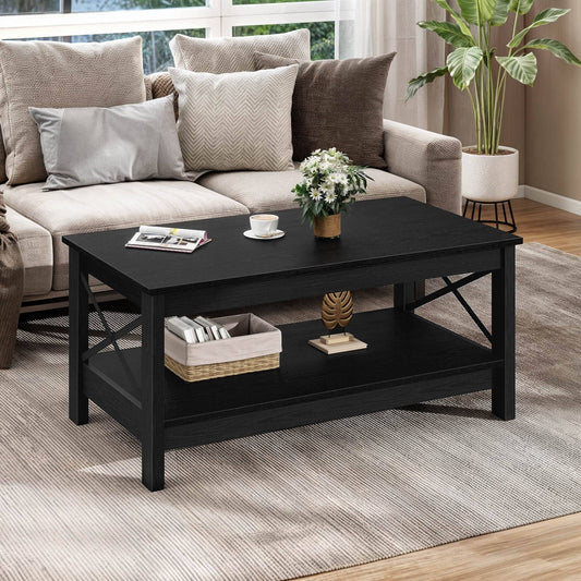 Rustic Wood Low Coffee Table - Pexav