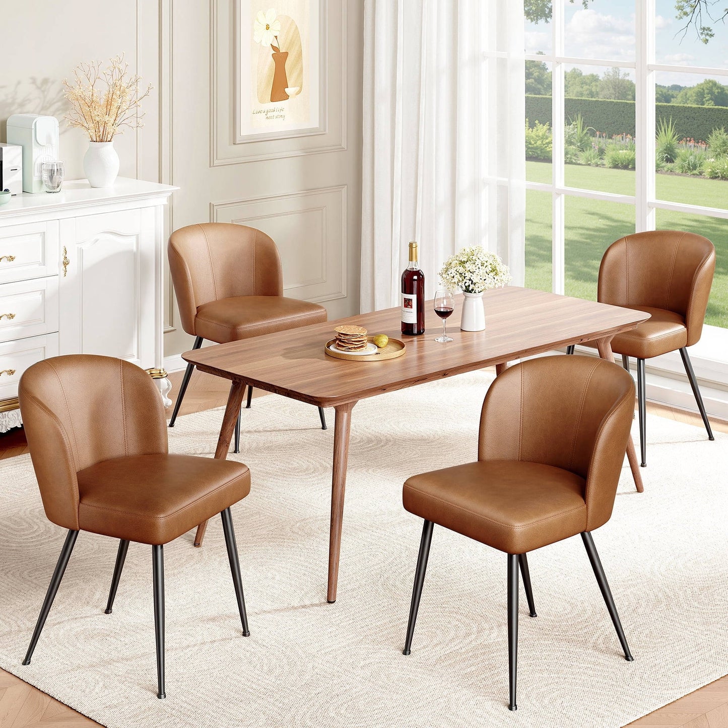 Comfortable Brown Leather Kitchen Chairs