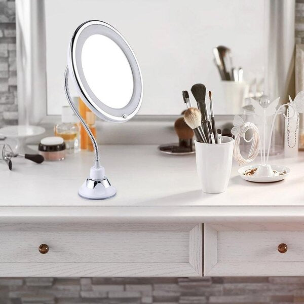 Bright LED Vanity Mirror with 10x Zoom - Pexav