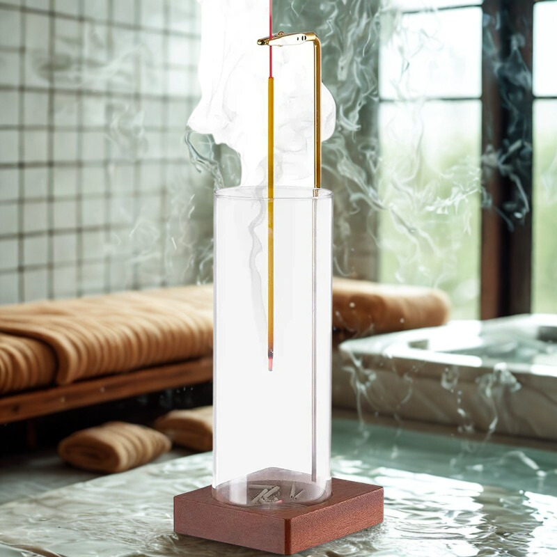 Clear Incense Burner with Ash Tray - Pexav