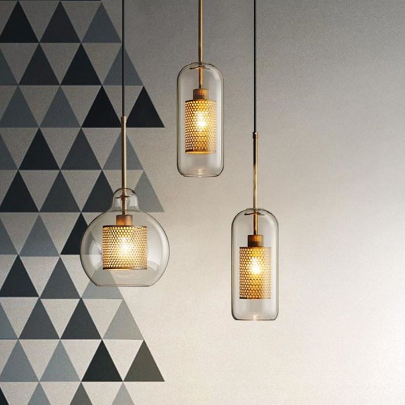 Sleek Glass Hanging Ceiling Light - Pexav