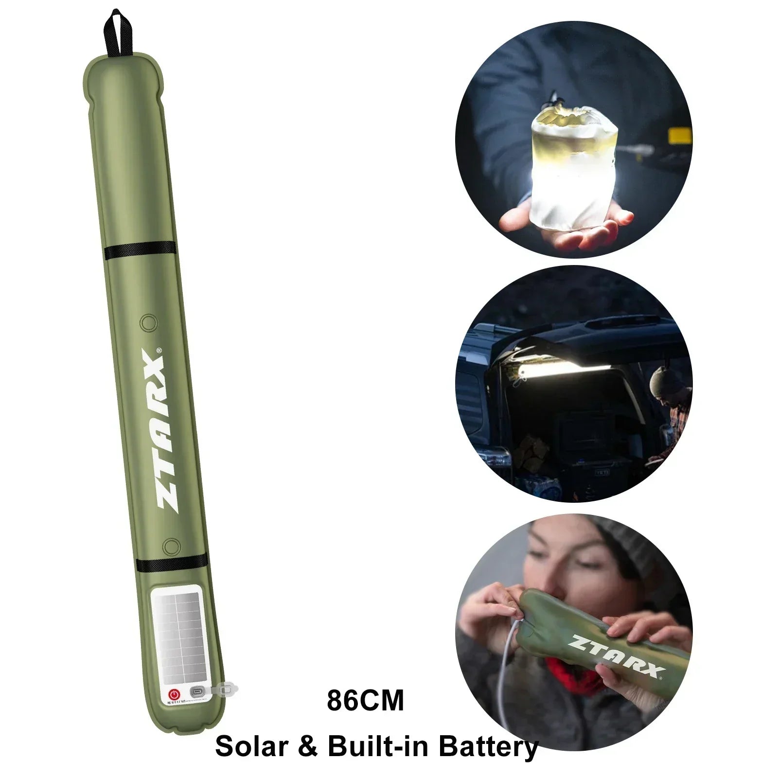 Inflatable Solar LED Tube Light - LumiGlow Pro-4000 mAh-Nora Luxe