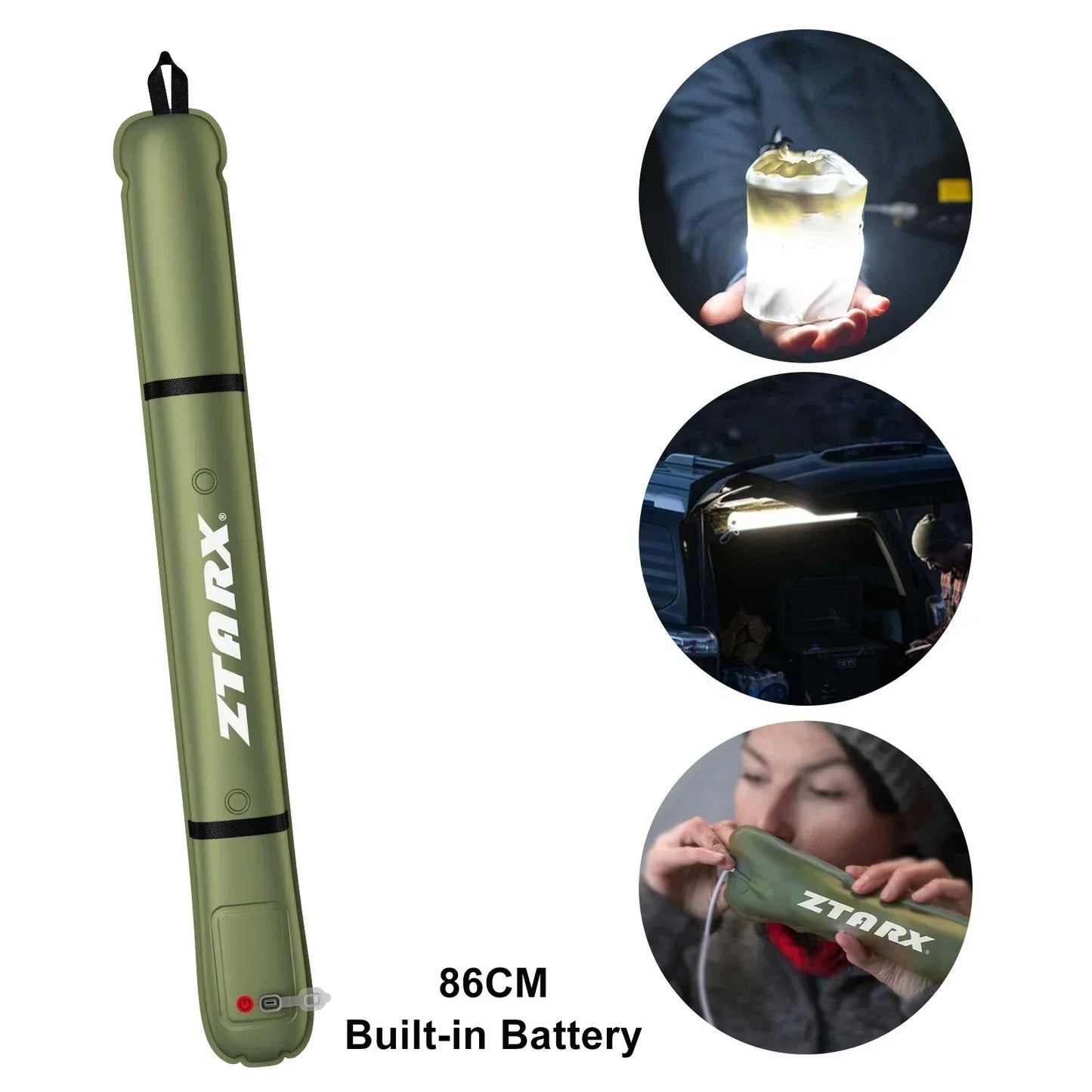 Inflatable Solar LED Tube Light - LumiGlow Pro-4000 mAh-Nora Luxe