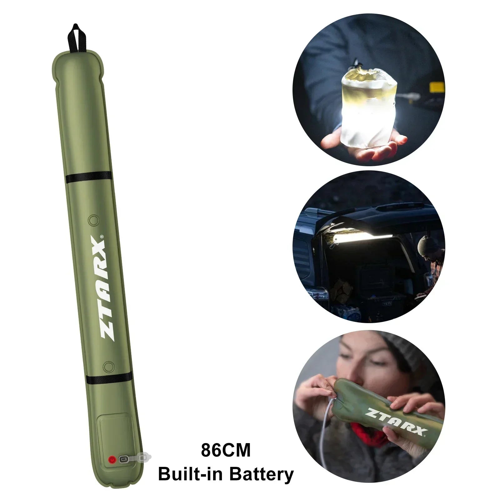Inflatable Solar LED Tube Light - LumiGlow Pro-4000 mAh-Nora Luxe