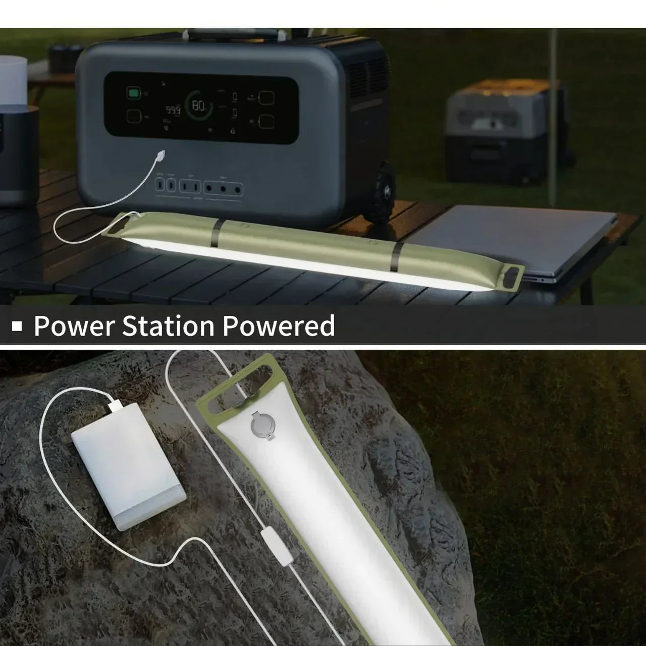 Inflatable Solar LED Tube Light - LumiGlow Pro-4000 mAh-Nora Luxe