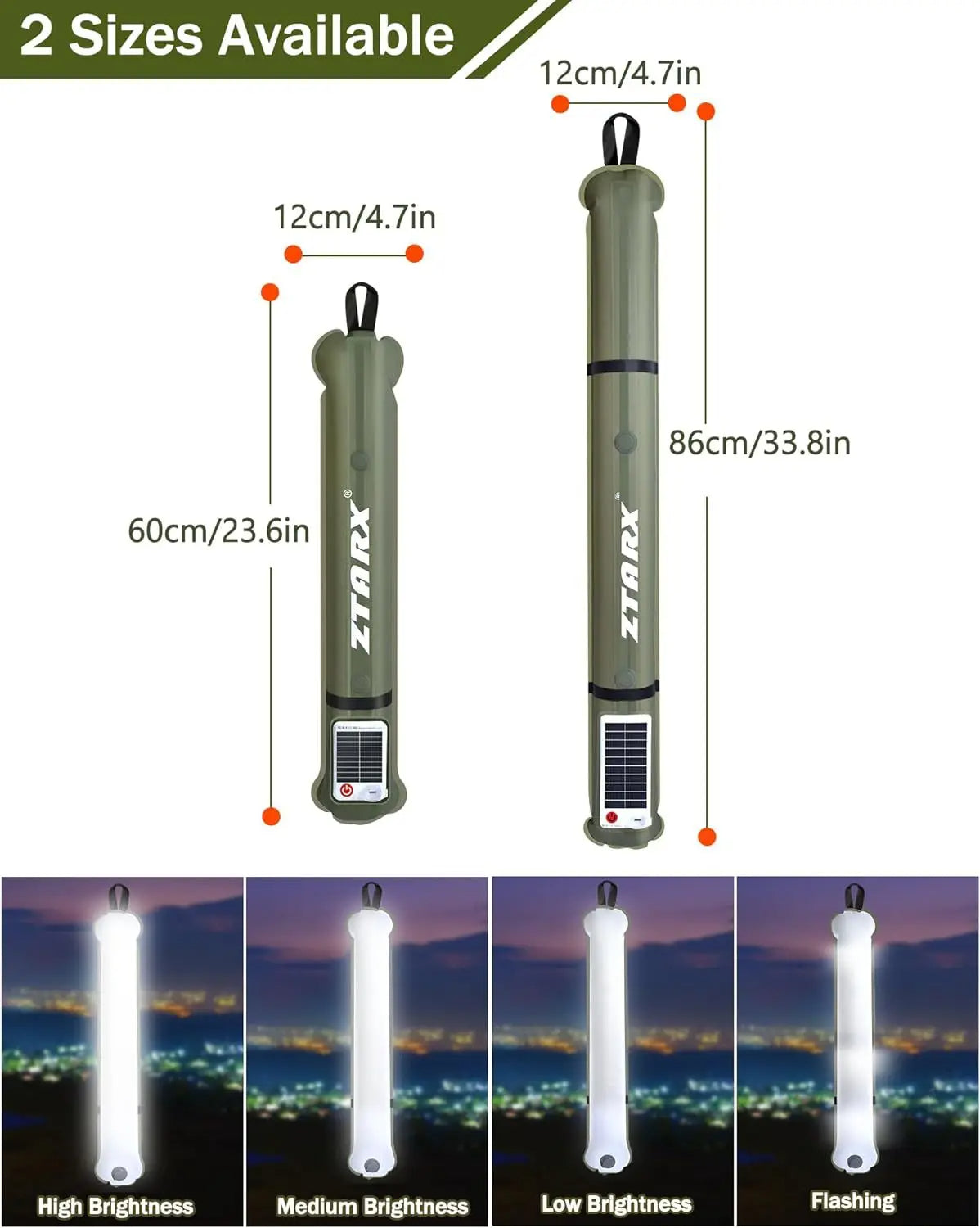 Inflatable Solar LED Tube Light - LumiGlow Pro-4000 mAh-Nora Luxe
