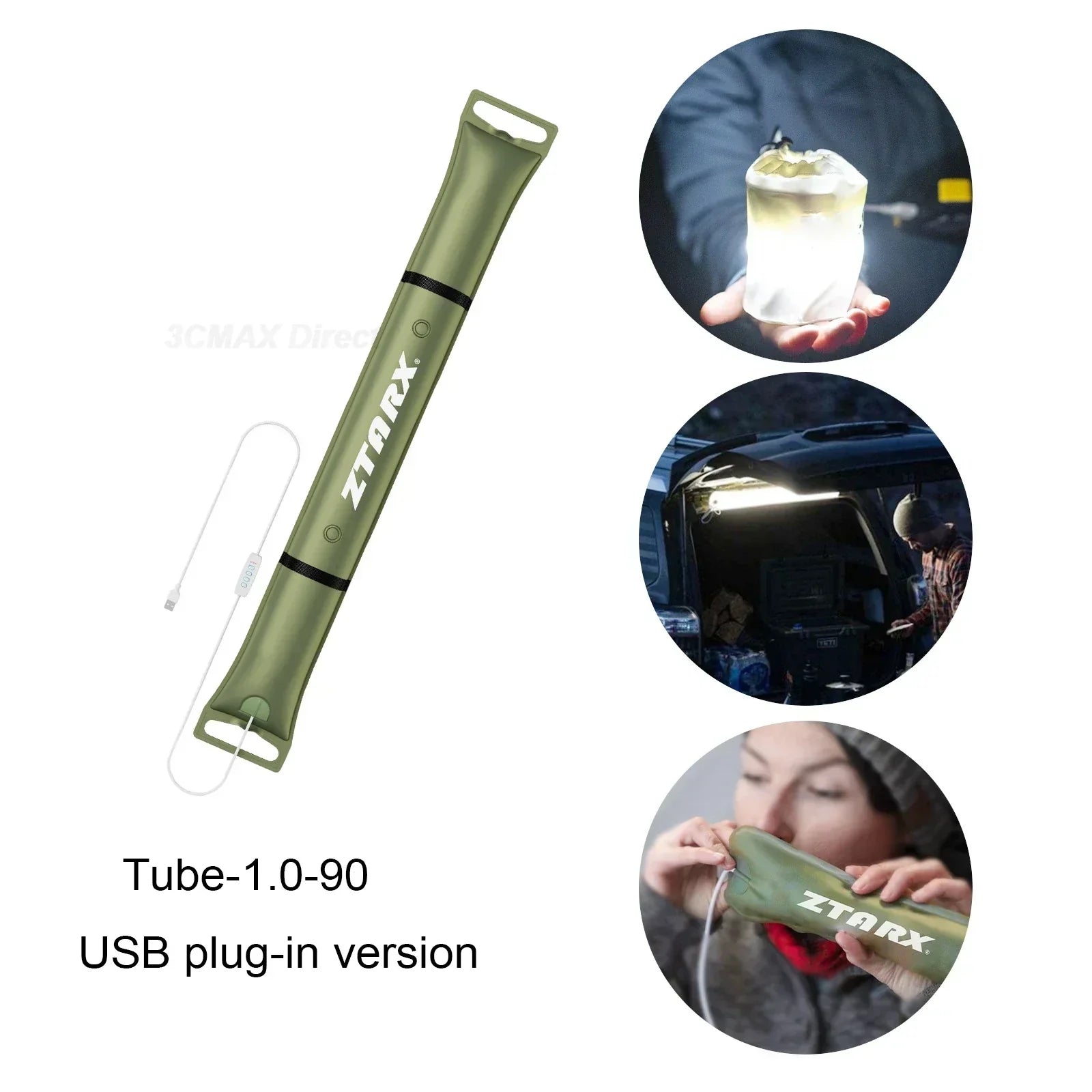 Inflatable Solar LED Tube Light - LumiGlow Pro-4000 mAh-Nora Luxe