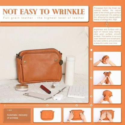 Versatile Double Strap Leather Crossbody Bag