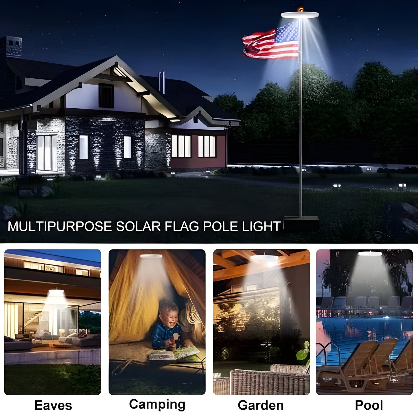 Bright Outdoor Solar Flag Lights - Long Lasting LED