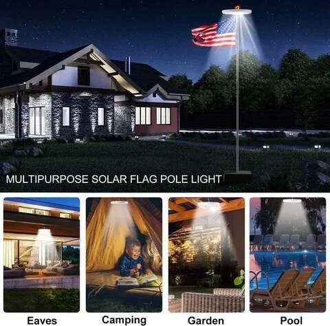 Bright Outdoor Solar Flagpole Lights