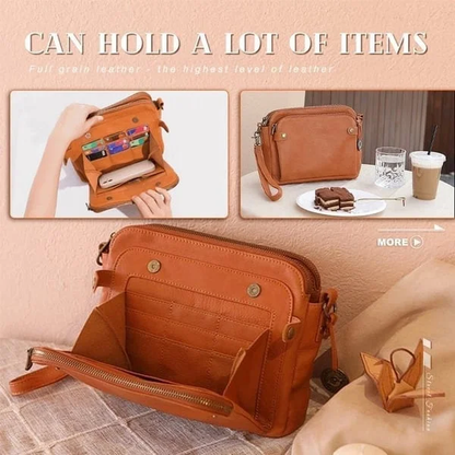 Versatile Double Strap Leather Crossbody Bag