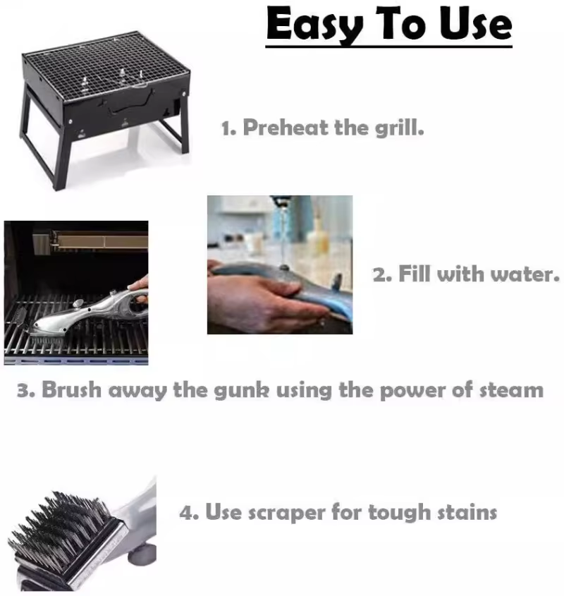 Heavy Duty BBQ Grill Cleaning Brush Scraper Tool