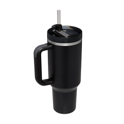 Insulated Mug with Handle and Straw - ChillMate-Black-1200 ML-Nora Luxe