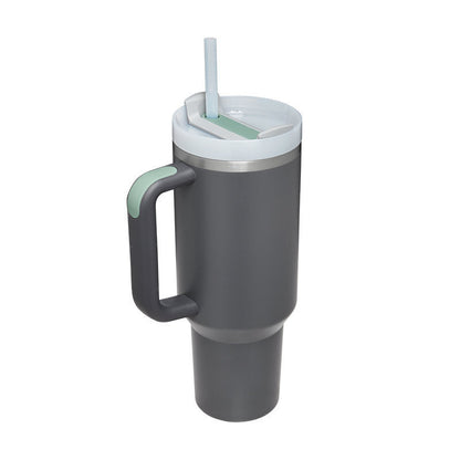 Insulated Mug with Handle and Straw - ChillMate-Charcoal-1200 ML-Nora Luxe