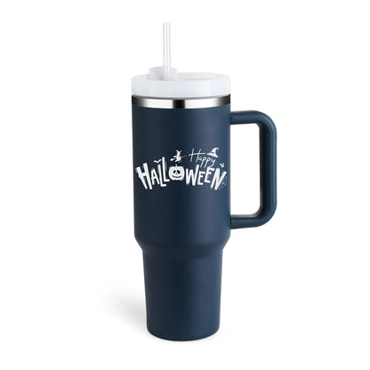 Insulated Mug with Handle and Straw - ChillMate-Halloween Dark Blue-1200 ML-Nora Luxe