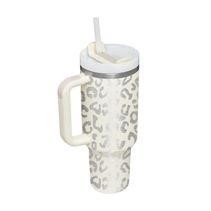 Insulated Mug with Handle and Straw - ChillMate-Ivory white-1200 ML-Nora Luxe