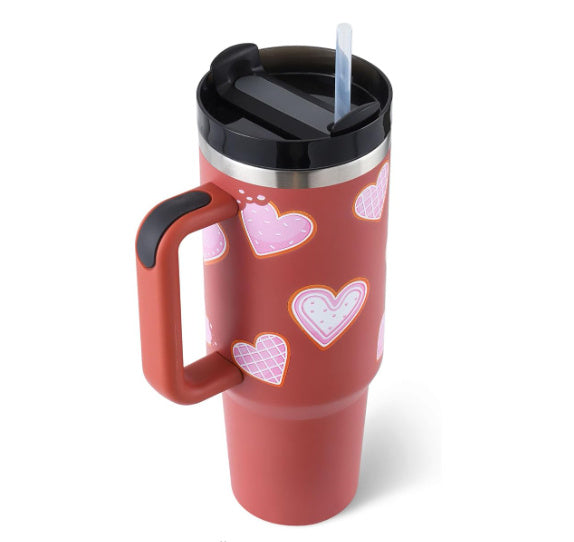 Insulated Mug with Handle and Straw - ChillMate-Pink-1200 ML-Nora Luxe