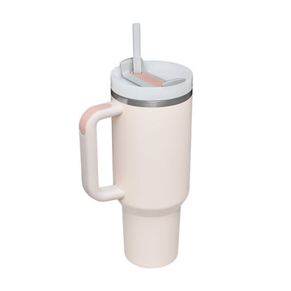 Insulated Mug with Handle and Straw - ChillMate-Rose quartz-1200 ML-Nora Luxe