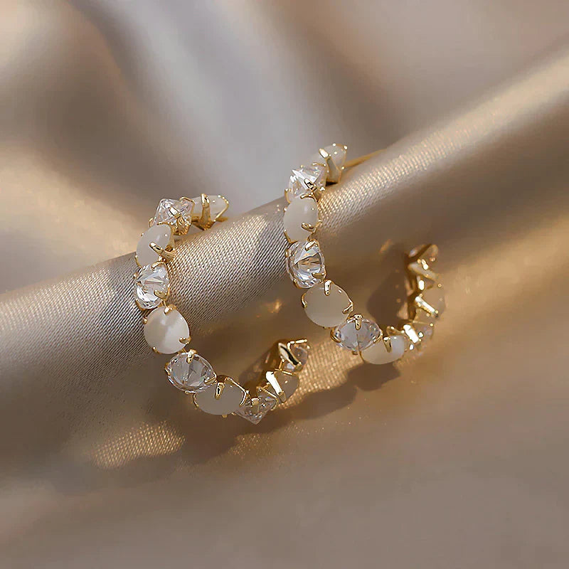 Sparkling Opal Drop Earrings - Chic Ladies Jewelry - Pexav